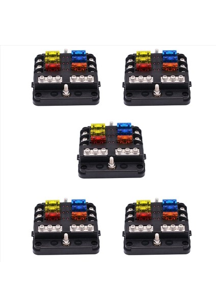 5x 6 Yollu Su Geçirmez Sigorta Bloğu Dc 12/24V Için Negatif Deniz Sigortası Kutusu Olan LED Göstergesi 12 Devreli (Yurt Dışından)