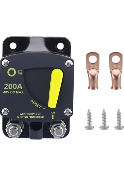 Rvs Yat Trolling Boat Pil Güneş Sistemi Için Manuel Sıfırlama Anahtarı ile 200 Amper Devre Kesici 12V-48V Dc Su Geçirmez (Yurt Dışından)