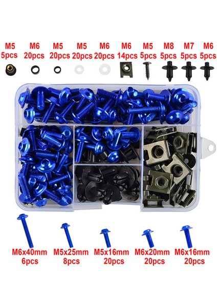 195PCS Motosiklet Kaplama Cıvatası Vidalı Somun Kiti Kutucu Viyorumları Motosiyeci Kiti Mavi (Yurt Dışından) indirimleri