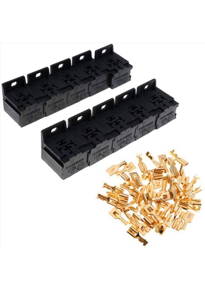2 Pcs Araç 30A-80A Röle Braket Terminal Kılıf Tutucu Röle Taban Tutucu 5 Pin Soketi 100 Pcs ile 6 3mm Terminaller Araba Için (Yurt Dışından) fırsatları
