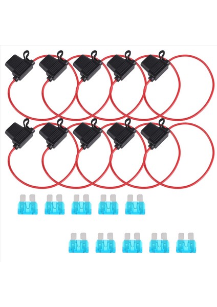 A-Devre Arabası Sigorta Tutucusu 10 Paket Sigorta Tapa Adaptörü 16AMP 20AMP Bıçağı Otomotiv Sigorta Tutucu 10 Pc ile Su Geçirmez Tel 15 Amp Standart (Yurt Dışından) fiyatları