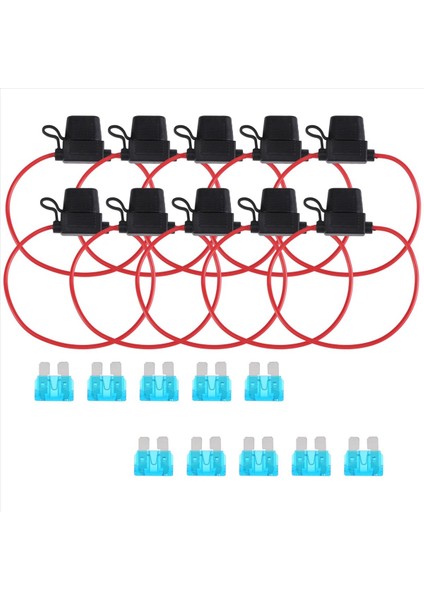 A-Devre Arabası Sigorta Tutucusu 10 Paket Sigorta Tapa Adaptörü 16AMP 20AMP Bıçağı Otomotiv Sigorta Tutucu 10 Pc ile Su Geçirmez Tel 15 Amp Standart (Yurt Dışından) modelleri