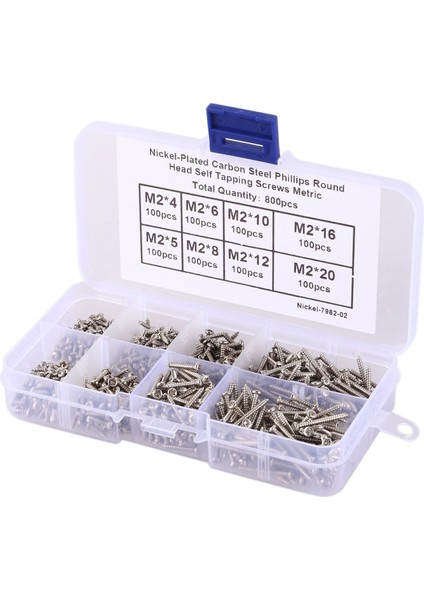 800PCS/SET M2 Vida Karbon Çelik Çapraz Tava Kafası Kendi Kendine Dokunma Vidaları Çeşitli Bağlantı Elemanı M2X4/5/6/8/10/12/16MM/20MM (Yurt Dışından) fırsatları