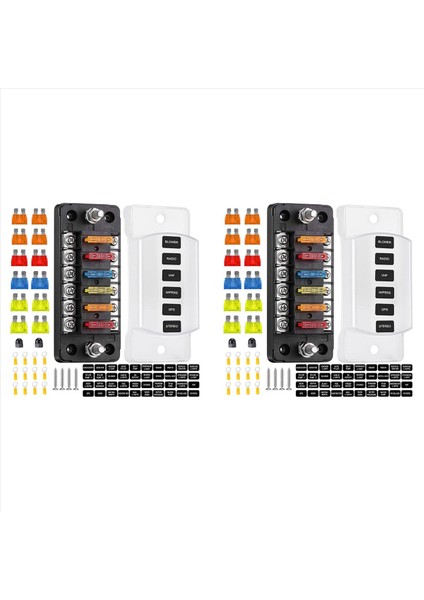 2x 6 Yol Sigorta Blok Bıçağı Sigorta Kutusu Negatif Otobüs - Tekne Yat Aracı Otomatik Rv Araba Römork Kamyonu Için Atc/ato (Yurt Dışından)