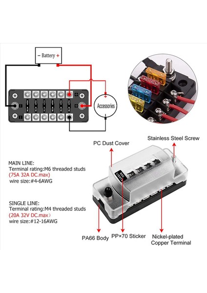 2x 6 Yol Sigorta Blok Bıçağı Sigorta Kutusu Negatif Otobüs - Tekne Yat Aracı Otomatik Rv Araba Römork Kamyonu Için Atc/ato (Yurt Dışından) modelleri