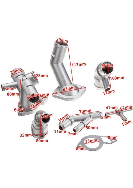 6pcs Alüminyum Motor Soğutma Soğutucu Hortum Konnektörü Süper Şarj Cihazı Mk4 Golf Jetta Glı Tt 1J0121087E (Yurt Dışından) modelleri