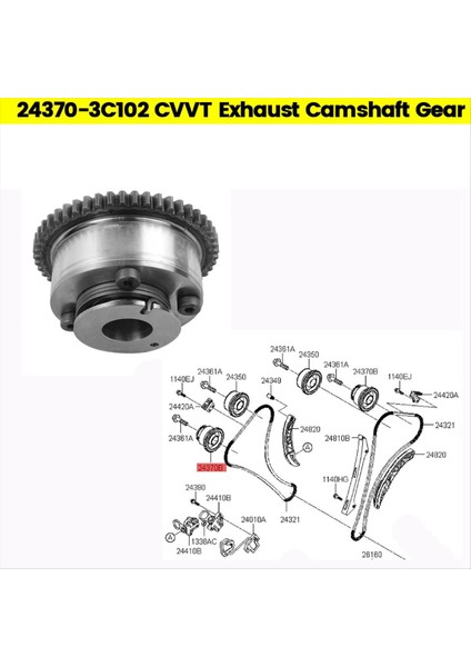 Araba Cvvt Zamanlama Egzoz Eksantrik Mili 24370-3C102 Hyundai Azera Genesis Kia Sorento 09-13 Düzenleyici Eksantrik Mil Dişli (Yurt Dışından) fiyatları