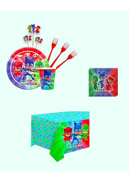 Pijamaskeliler 8 Kişilik Doğum Günü Parti Malzemeleri Seti | Doğum Günü Parti Masa Süsleri