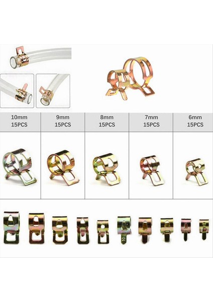 75 Pcs Çinko Kaplamalı Yay Hortum Kelepçeleri + Düz Boğaz Tüp Kelepçesi Bant Kelepçesi Metal Harfa Eden Çiftlik Kiti (Yurt Dışından) fiyatları