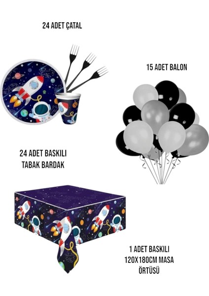 Kozmik Uzay Astronot Konsept Doğum Günü Parti Seti -Uzay Doğum Günü Erkek Çocuk Konsept 24 Kişilik fiyatları