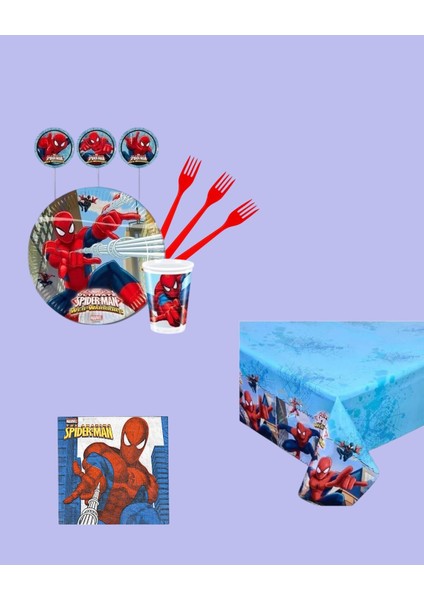 Örümcek Adam 16 Kişilik Doğum Günü Parti Seti - Örümcek Adam Konseptli Parti Süsleri