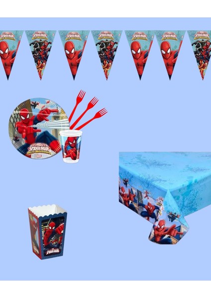 Örümcek Adam Doğum Günü Parti Seti - Erkek Çocuk Parti Süsleri 24 Kişilik - Doğum Günü Parti Süsü