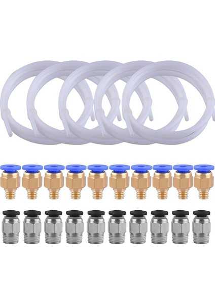 5 Adet Ptfe Tüp (1 5m) 10 Adet Pc4-M6 Bağlantı Parçaları ve 10 Adet PC4-M10 Bağlantı Konnektörü 3D Yazıcı 1 75 mm Için (Yurt Dışından)