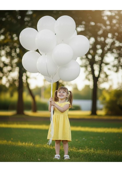 12INC Büyük Boy Beyaz Renk Balon Yüksek Kalite 20 Adet - Doğum Günü Parti Süsü
