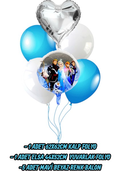 Frozen Elsa Yuvarlak Folyo Balon Seti - Kalp Folyo Doğum Günü Parti Seti fiyatları