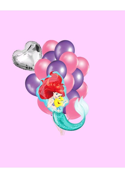 Deniz Kızı Konsept Folyo Balon Seti - Kalp Folyo Doğum Günü Parti Seti
