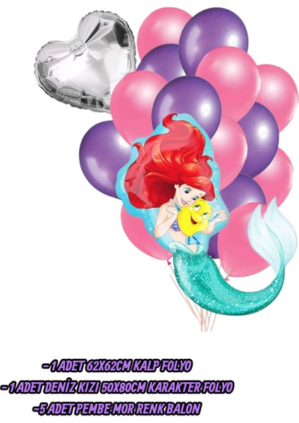 Deniz Kızı Konsept Folyo Balon Seti - Kalp Folyo Doğum Günü Parti Seti fiyatları