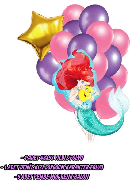 Deniz Kızı Konsept Folyo Balon Seti - Yıldız Folyo Doğum Günü Parti Seti fiyatları
