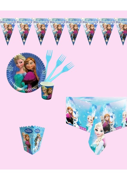 Frozen Elsa Doğum Günü Parti Seti - Kız Çocuk Doğum Günü Süsleri 8 Kişilik
