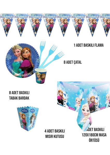 Frozen Elsa Doğum Günü Parti Seti - Kız Çocuk Doğum Günü Süsleri 8 Kişilik fiyatları