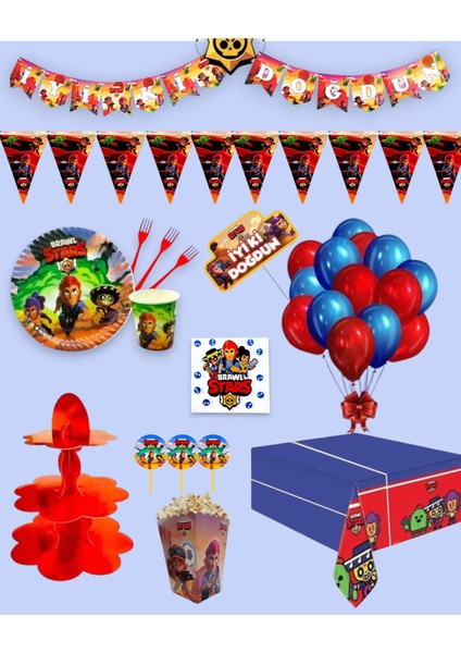 Brawl Stars Doğum Günü Parti Seti - Erkek Çocuk Doğum Günü Parti Süsleri 16 Kişilik