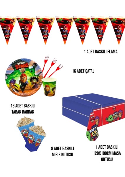 Brawl Stars Doğum Günü Parti Seti - Erkek Çocuk Parti Süsleri 16 Kişilik fiyatları