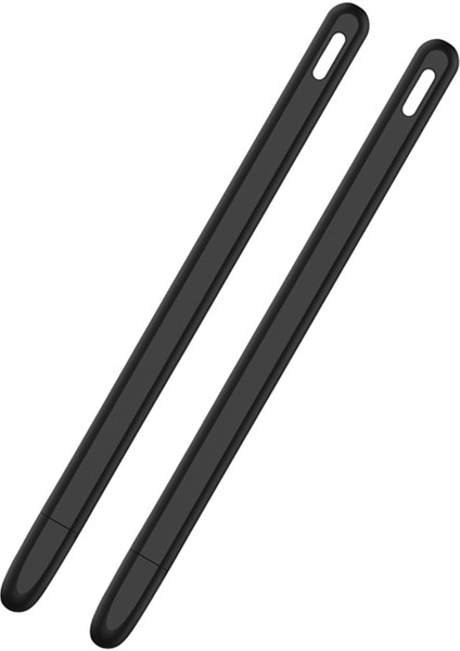 2x Tablet Pres Stylus Pen Koruyucu Kapak Elma Kalemi 2 Kılıflar Taşınabilir Yumuşak Silikon Kalem Kılıf Aksesuar Siyah (Yurt Dışından)