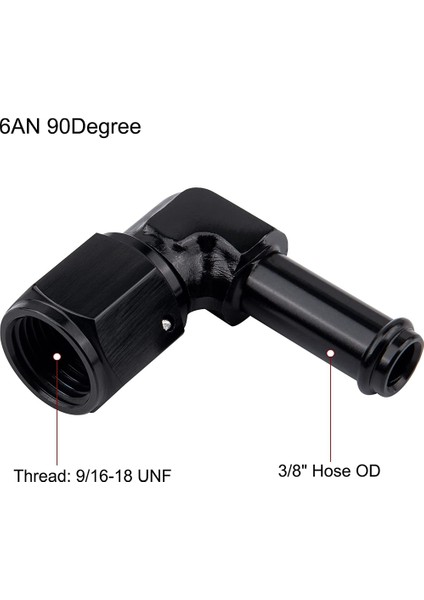 6AN Dişi - 3/8 Barb 90 Derece Dirsek Döner Bağlantıcıları Alüminyum Hortum Barb Yakın Çocuk Adaptörü Siyah (3/8 Inç) (Yurt Dışından) fiyatları