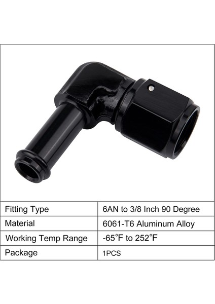 6AN Dişi - 3/8 Barb 90 Derece Dirsek Döner Bağlantıcıları Alüminyum Hortum Barb Yakın Çocuk Adaptörü Siyah (3/8 Inç) (Yurt Dışından) indirimleri