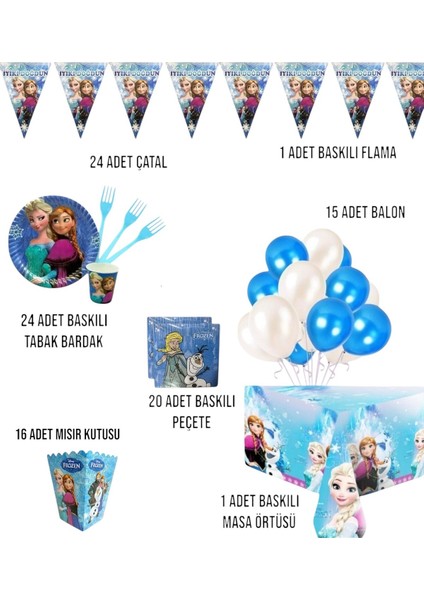Frozen Elsa Doğum Günü Parti Seti - Kız Çocuk Doğum Günü Süsleri 24 Kişilik fiyatları