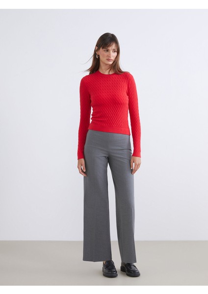 Yeni Sezon Bisiklet Yaka Kendinden Desenli Kadın Triko Kazak fırsatları