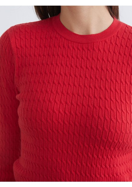 Yeni Sezon Bisiklet Yaka Kendinden Desenli Kadın Triko Kazak indirimleri