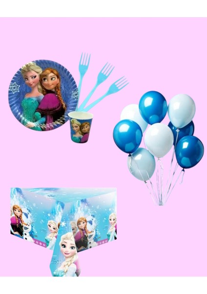 Frozen Elsa Doğum Günü Parti Seti - Kız Çocuk Doğum Günü Parti Süsleri 32 Kişilik