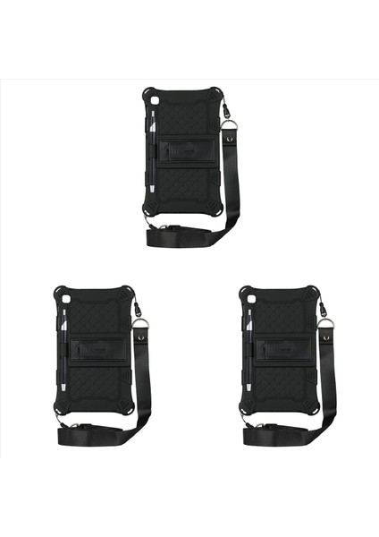 Samsung Için 3x Silikon Kılıf A7 Lite 8 7 Inç 2021 T220 T225 Tablet Kılıf Tablet Pen ve Kayış Siyah (Yurt Dışından)