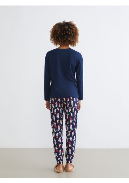 Yeni Sezon Bisiklet Yaka Yılbaşı Temalı Kadın Pijama Takımı fırsatları