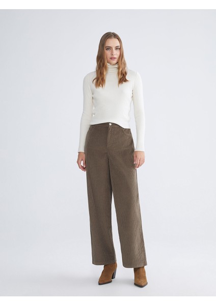 Yeni Sezon Beli Lastikli Kadife Kadın Pantolon
