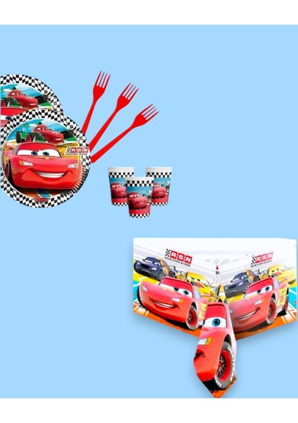 Cars Arabalar Şimşek Mcqueen Erkek Çocuk Doğum Günü Parti Konsepti Seti 16 Kişilik Parti Malzemeleri