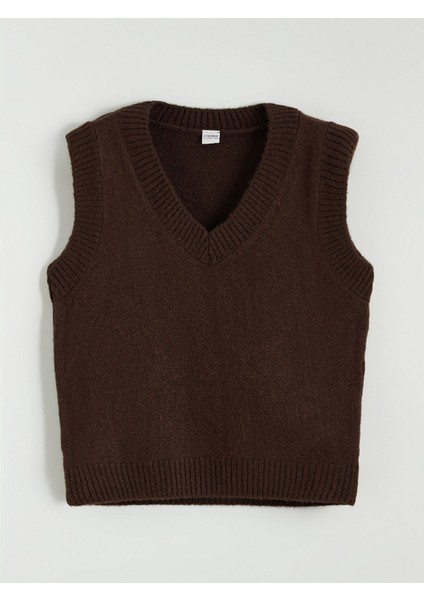 Yeni Sezon V Yaka Kız Çocuk Triko Süveter