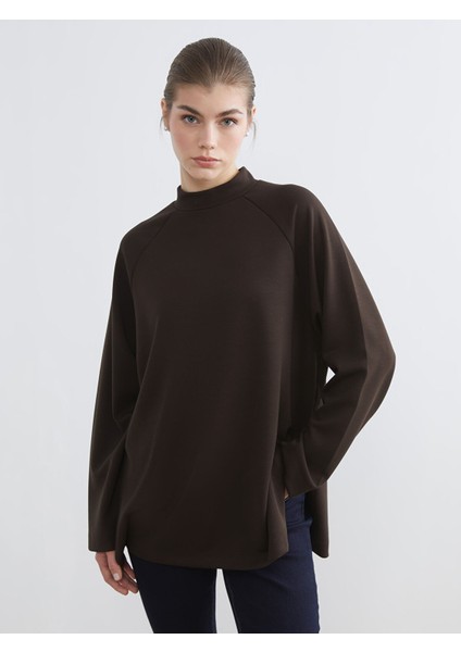 Yeni Sezon Dik Yaka Oversize Kadın Sweatshirt Tunik