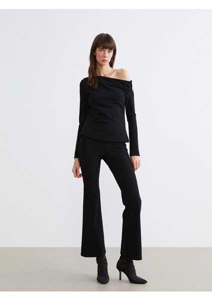 Yeni Sezon Yüksek Bel Ispanyol Paça Kadın Tayt Pantolon