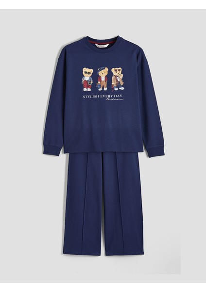 Yeni Sezon Ayı Teddy Baskılı Kadın Pijama Takımı