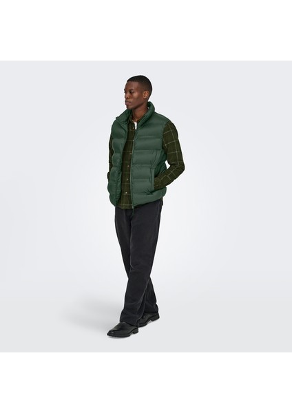 Only&sons Union Seamless Life Puffer Erkek Haki Dik Yaka Yelek modelleri