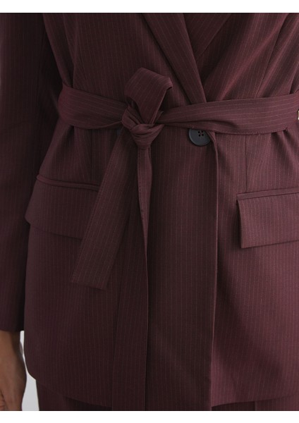 Yeni Sezon Çizgili Beli Kuşaklı Kadın Blazer Ceket modelleri