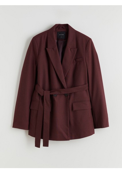 Yeni Sezon Çizgili Beli Kuşaklı Kadın Blazer Ceket indirimleri