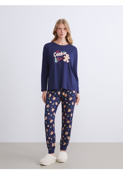 Yeni Sezon Yılbaşı Temalı Kadın Jogger Pijama Altı