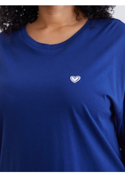 Yeni Sezon Bisiklet Yaka Nakışlı Kadın Pijama Takımı modelleri