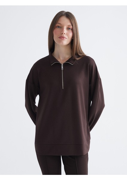 Yeni Sezon Dik Yaka Kadın Sweatshirt