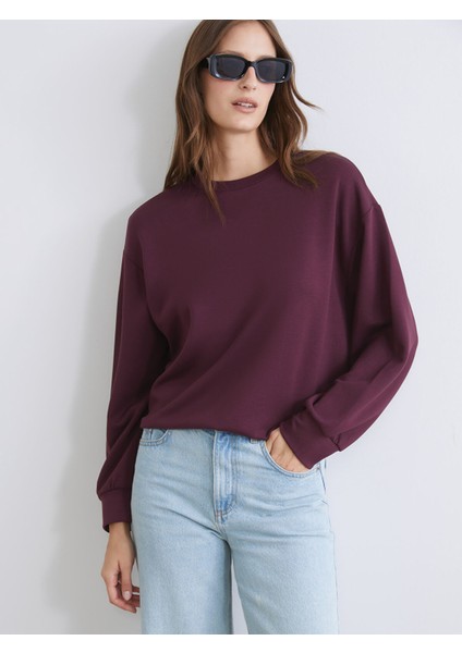 Yeni Sezon Bisiklet Yaka Oversize Kadın Sweatshirt