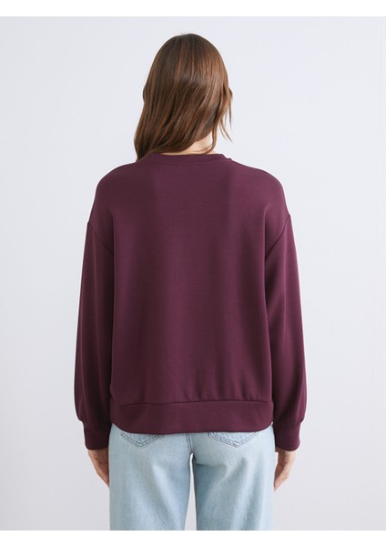 Yeni Sezon Bisiklet Yaka Oversize Kadın Sweatshirt fırsatları