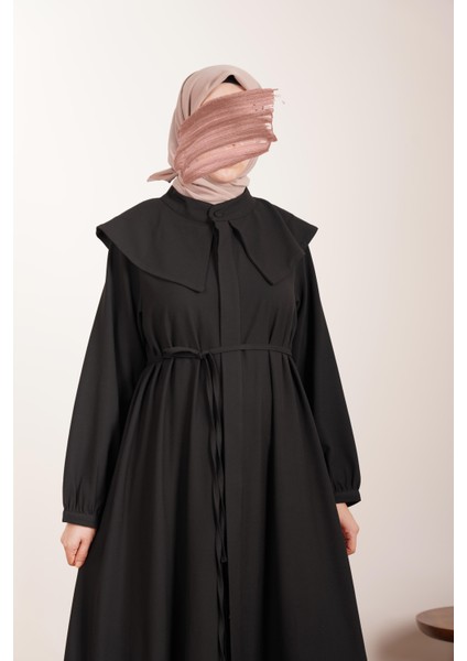 Yakalı Elbise Ferace - Siyah modelleri
